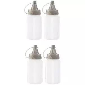 전문 조미료 스퀴즈 보틀 4P 세트 - 주방/야외용 두꺼운 플라스틱 소스 디스펜서 인체공학적 그립이 있는