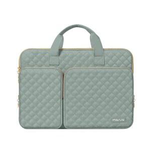 [미국배송] MOSISO 360 보호 노트북 케이스 13.3인치 1313.3인치 슬리브 맥북호환 에어/프로 13/프로 14 hp호환 DELL ASUS 레노버 포켓 & 핸들 벨트 2개 포함 스퀘어 퀼팅 백 커버 앤티크 그린