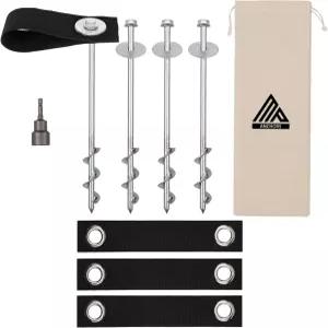 트램펄린 앵커 고강도 12인치 스트랩 드릴 비트 포함 4개/6개/8개 세트 - 키트 스테이크스 고풍 접지 풍력