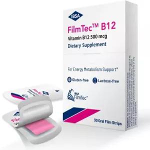 입사 필름텍 B12 - 식이 보충제 u2013 500mcg 비타민 B12-30 경구용 용해 필름 텐 프리 유당 무설탕 비-GMO