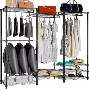 YVTCRTCW 휴대용 옷걸이 최대 하중 900LBS 헤비 듀티 옷장 68.1인치 W x 14.6인치 D 76.3인치 H 4개의