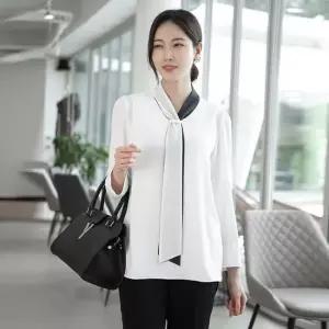 엄마옷 배색 타이 블라우스 1GHJ23978 중년여성 마담 60 70대  빅사이즈 할머니