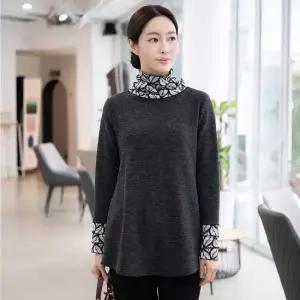 엄마옷 레이스 폴라 기모 블라우스 1GHJ24935 중년여성 마담 60 70대  빅사이즈 할머니