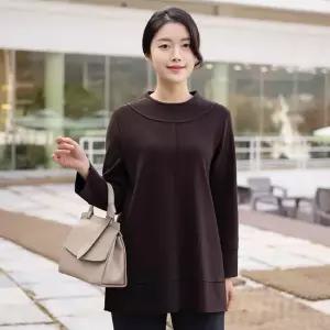 엄마옷 기모 라운드 블라우스 1GHJ24909 중년여성 마담 60 70대  빅사이즈 할머니