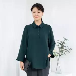 엄마옷 카라 반오픈 긴팔 블라우스 1GHJ24404 중년여성 마담 60 70대  빅사이즈 할머니