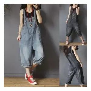 빈티지 구제 퍼트리밍 멜빵바지 오버사이즈 슬림핏