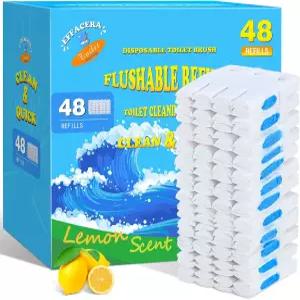 Effacera 48 카운트 플러시 변기 리필 일회용 볼 종이 벌크 화장실 및 욕실용 신선 브러시 패드