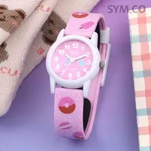 큐앤큐 VR99J-011Y 학습에 좋은 달콤 디저트 캐릭터 어린이 아동 우레탄 시계 d