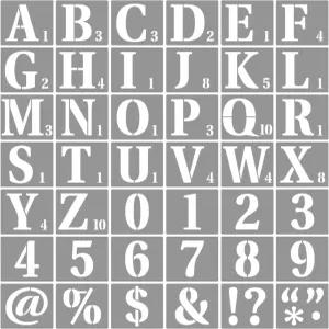 그림을 위한 REOLAN 2.5인치 글자 스텐실 - 그림 표지판이 있는 42팩 스크래블 알파벳 번호 템플릿 칠판