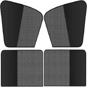 제더리 4 PCS 카 사이드 윈도우 선쉐이드 통기성 메쉬 쉐이드 블랙 고무 천 이중 스플라이싱 디자인 흡착