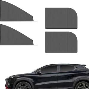 플라이건 4 PCS 카 사이드 윈도우 선쉐이드 두꺼운 이중 레이어 탄성 메시 디자인 접이식 전면 후면 장식