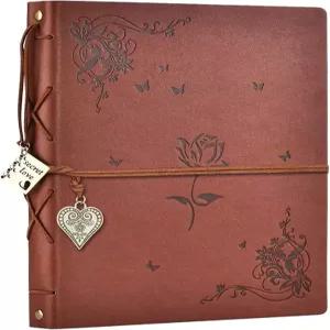 지위안 스크랩북 앨범 가죽 사진 메모리즈 DIY 10.8 x8.6 대형 가족 사진집 60페이지 기념 발렌타인 생일