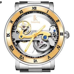 고사사 스팀펑크 자동 시계 감기 골격 기계식 미니멀리스트 방수