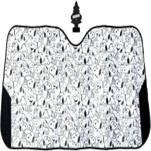 스누피 표현 앞유리 자외선 차단제 + 리틀 트리 방향제 번들 - 자동차 트럭 및 SUV를 위한 유니버설 핏