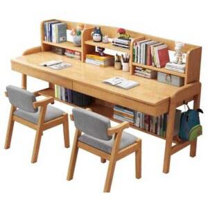 바이디움 쌍둥이책상 학생 커플 2인용 벚나무 책상 부부 침실 원목