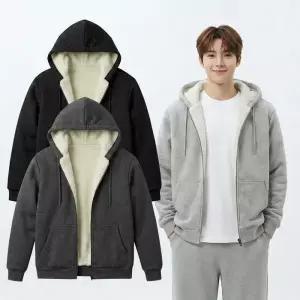 남성 양털 안감 후드집업 겨울 보온 기모 데일리 캐주