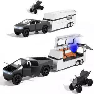 소년용 스노우크리스탈 토이 RV (화성 픽업 트레일러 포함) u2013 조명 및 사운드 포함 풀백 트럭 자동차