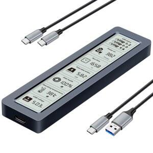 스마트 M.2 NVMe SSD 인클로저, 대형 LCD, 지능형 감지, 쓰기 데이터 손실 방지, USB 3.2, 타입-C(10Gbps), PCIe 크기 2230 / 2242 2260 2280, M-Key B+M 키 지원(최대 4TB)
