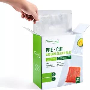 음식 절약 밀폐형 진공 보관 식사 준비를 위한 TYPLASTIC 씰러 백 150개의 프리컷 쿼터 갤런 세트