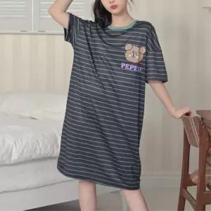 주니어 청소년 엄마와 딸 스트라이프 원피스잠옷 여성언더웨어 홈파티