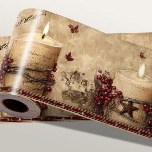 주방 욕실 거실을 위한 IOHEFY 소박한 농가 벽지 테두리 필 앤 스틱 196x4 인치 탈착식 벽 빈티지 양초 꽃무늬 장식