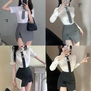 슬림라인 하프컷팅 세라복 반팔or긴팔 교복세트(셔츠