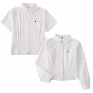 화이트 영문자수 각카라 여자 교복셔츠(반팔or긴팔)