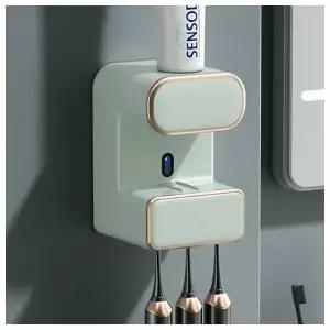 자동센서 치약 디스펜서 겸 칫솔살균기(민트)