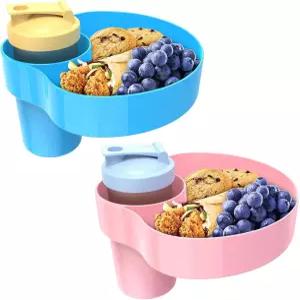 2PCS 레프타스키 카시트 컵 홀더 용 스낵 트레이 ？ 자동차용 여행용 부스터 유모차 야외 키트. 간식 장난감