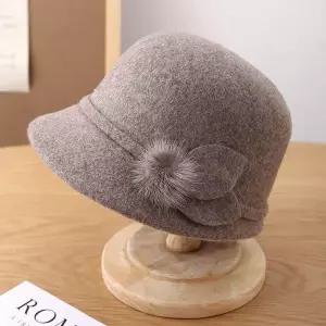 중년 모직 여성 고급 버킷햇 모자 방한 봄 울 가을