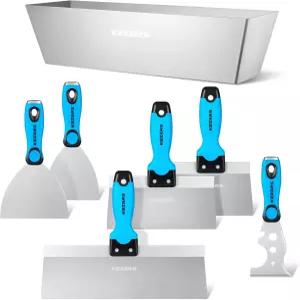 KEZER 건식 벽체 핸드 툴 키트 금속 망치 끝이 있는 7피스 3 4 5 6 8 12 스테인리스 스틸 나이프 퍼티