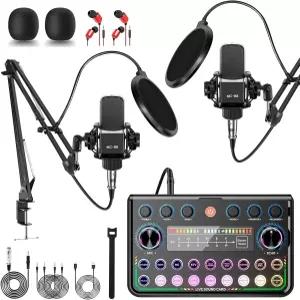 또한 팟캐스트 마이크 번들 업그레이드 장비 2인용 녹음 노래 스트리밍 게임을 위한 스튜디오