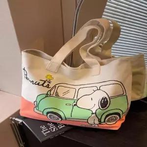 숄더백 스누피 에코백 토트백 귀여운 가방 일본 스타일의 여성용 캔버스 대용량 년 여름 신상품 만화 토트