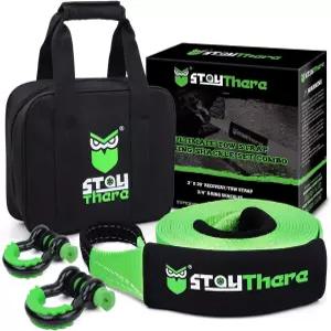 3인치 × 20피트 헤비 듀티 견인 스트랩 복구 키트 35 000파운드 용량의 긴급 로프 + 3개/4개의 D 링 섀클