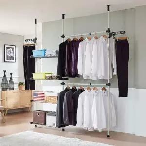 버원행거 38파이 행거204폴 수납식행거 드레스룸 옷걸이행거 조립식행거 드레스룸행거 정장옷걸이 철재행거