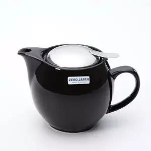 제로재팬 도자기 라운드 티포트 450ml 블랙 차포트 2인용티포트 차주전자 티주전자 도자기주전자 티팟