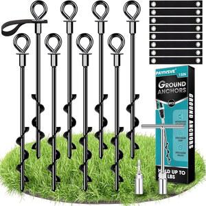 [미국배송] 접지 앵커 나사 8PC 스트랩 저항성 높은 강풍이 있는 트램펄린 스테이킹 앵커 스윙 세트용 텐트 트램펄린 카포트 캐노피(8X15인치)