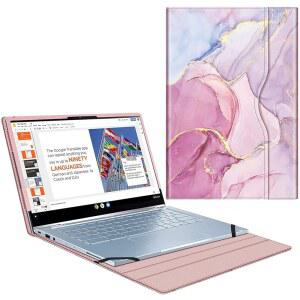 [미국배송] 핀티 슬리브 케이스 14인치 ASUS 크롬북 플립 C433TA / C425 레노버 요가 슬림 7 14IL05 DELL LATITUDE 7410 7420 - 프리미엄 PU 가죽 포트폴리오 북 커버 반짝이는 대리석