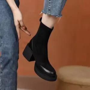 여성부츠 스웨이드 가보시통굽부츠2218