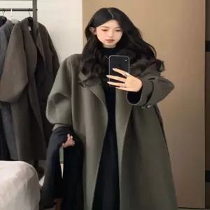 여성 겨울 울코트 롱코트 겨울코트 여친룩 룩북 체형커버 오버핏 루즈핏