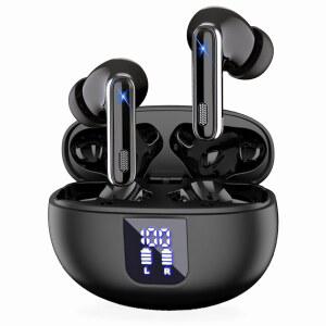 [미국배송] YUEHEMEI 노이즈 캔슬링 이어버드 무선 블루투스 5.4 헤드폰 및 ANC 36H 배터리 IPX6 방수 스포츠 아이폰호환 ANDROID용 투명 모드