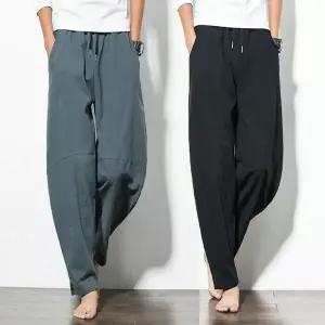 남자바지 린넨 허리밴딩 통바지 여름 슬랙스 편한바지 (WFJ7UM6)