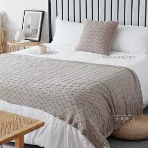 북유럽스타일 배드러너 침대 침구 린넨 러너 다이아몬드 침실 소파블랭킷