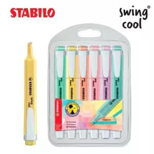6색세트 형광펜 스타빌로 파스텔칼라 스윙쿨 275 (WFJ7VNT)