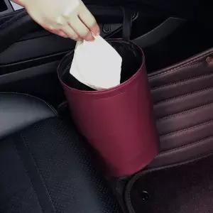 차량용 방수 휴지통 다용도 자동차 쓰레기통 싱글레더 정리함 (WFK9MJM)