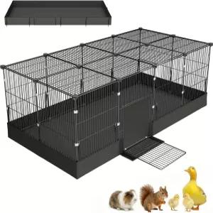 20 비행기 기니피그 케이지 밀폐 햄스터 문 및 방수 라이너 기니피그용 확장 금속 와이어 야드 울타리 토끼