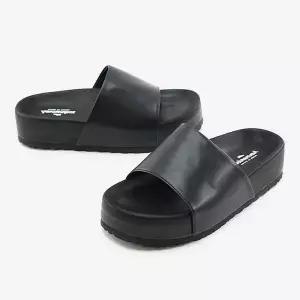 [하프클럽/]남녀공용 베이직 블랙 슬리퍼 4cm 키높이 사무실화