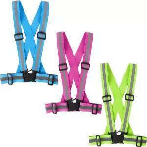 팜노스타 러닝 반사 조끼 기어 3팩 조절 가능한 안전 하이비주얼 벨트 스트랩 나이트 워킹