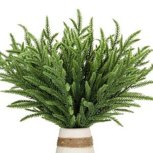[미국배송] 크리스마스 리얼 터치 노퍽 스템 30개 15인치 인조 소나무 가지 가짜 에버그린 잎채소 화환을 위한 DIY 공예 홈 데코레이션 (30 그린)