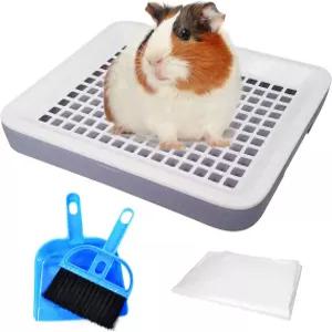 피니 기니 돼지 쓰레기통 일회용 케이지 라이너가 있는 작은 반려동물 배변 훈련 친칠라 침구 및 어린